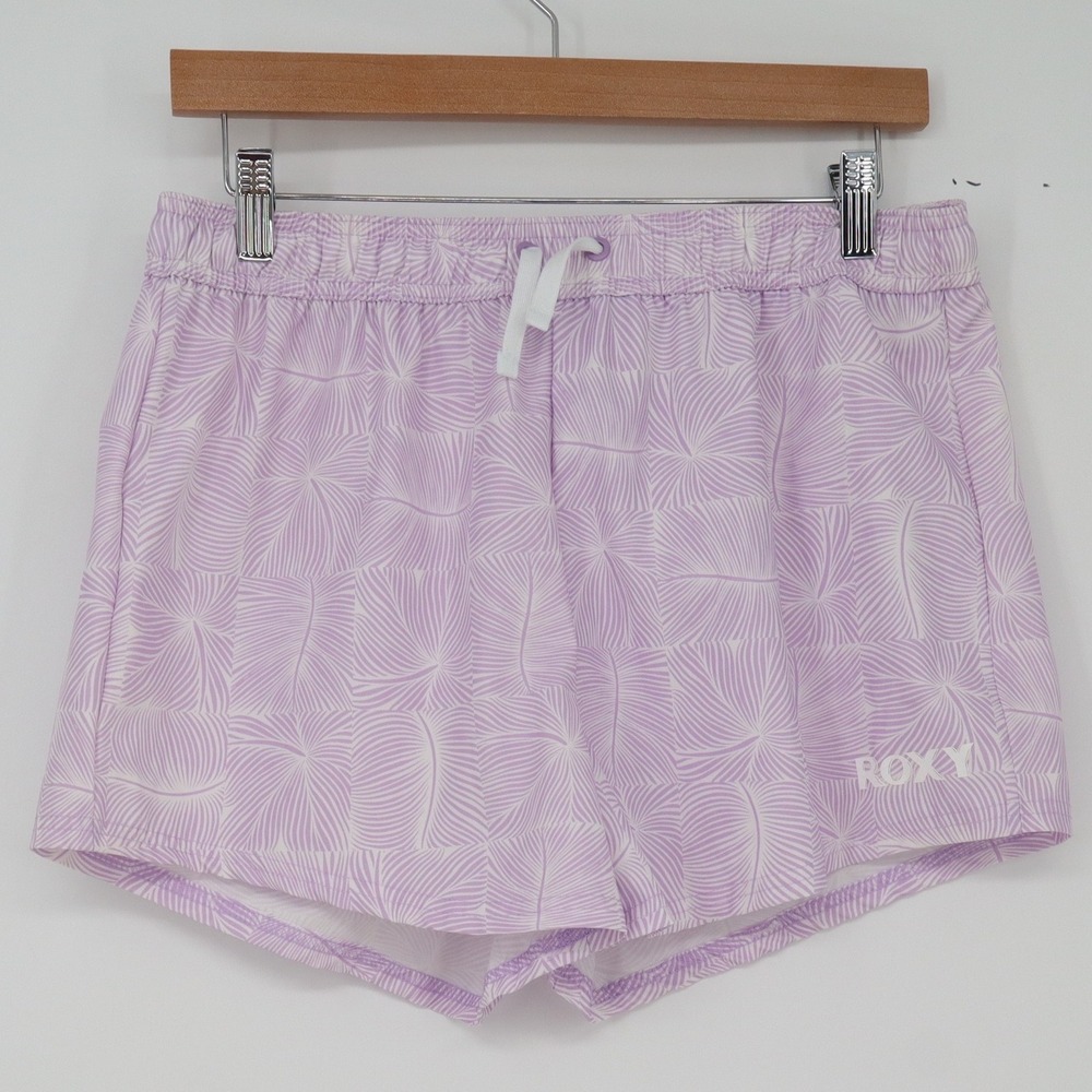 Roxy Board Shorts Girls XL 18/20 Purple Tropical Leaf